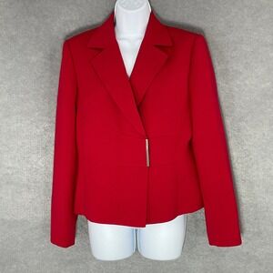 Calvin Klein Red Stretch Blazer Jacket Women's Size 6 Career‎ Office